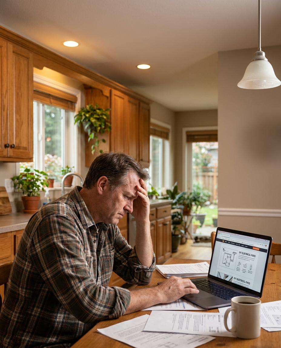 Homeowner researching breaker problems online